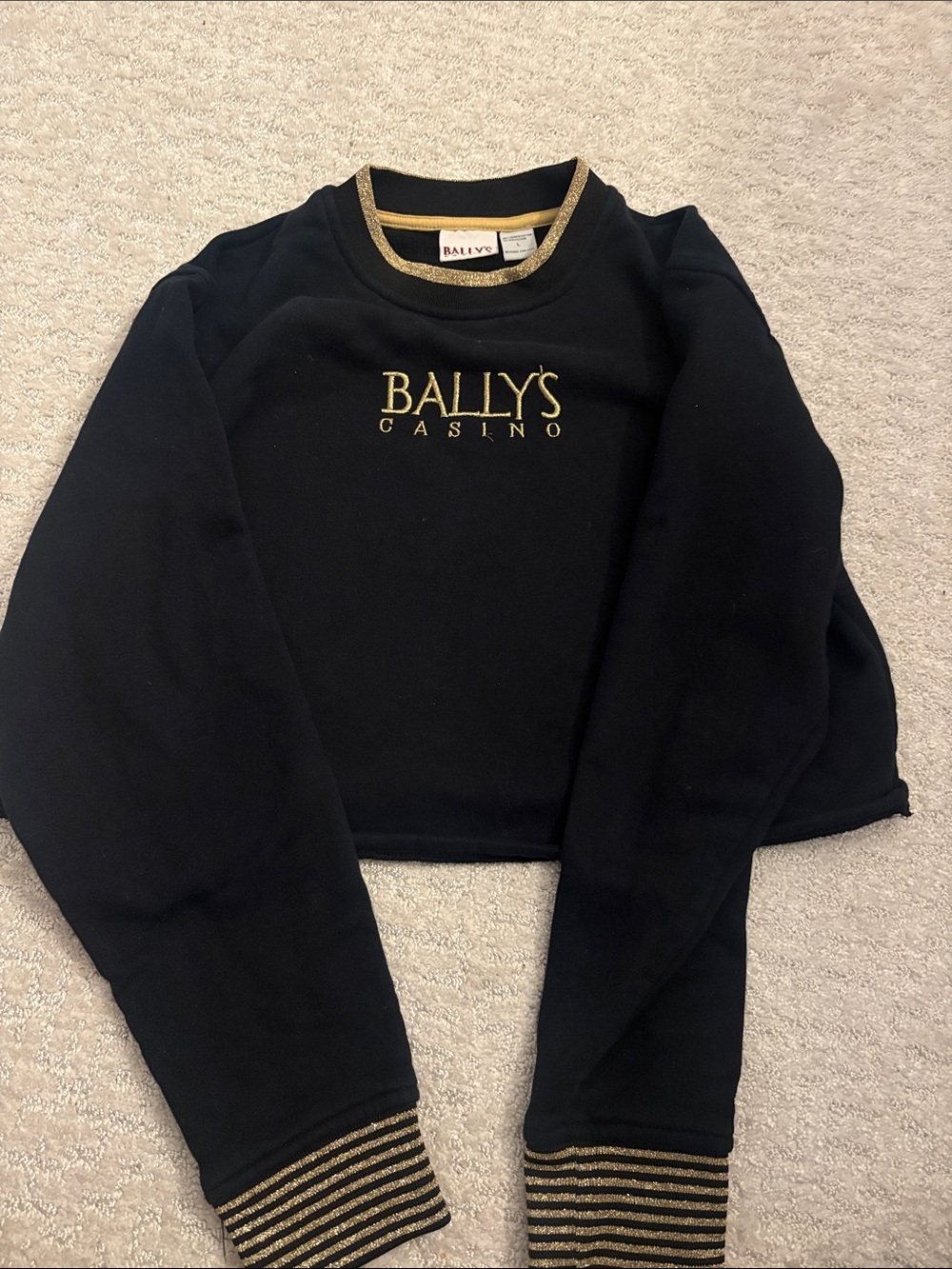 Bally Black Sweatshirt with Gold Logo and Trim